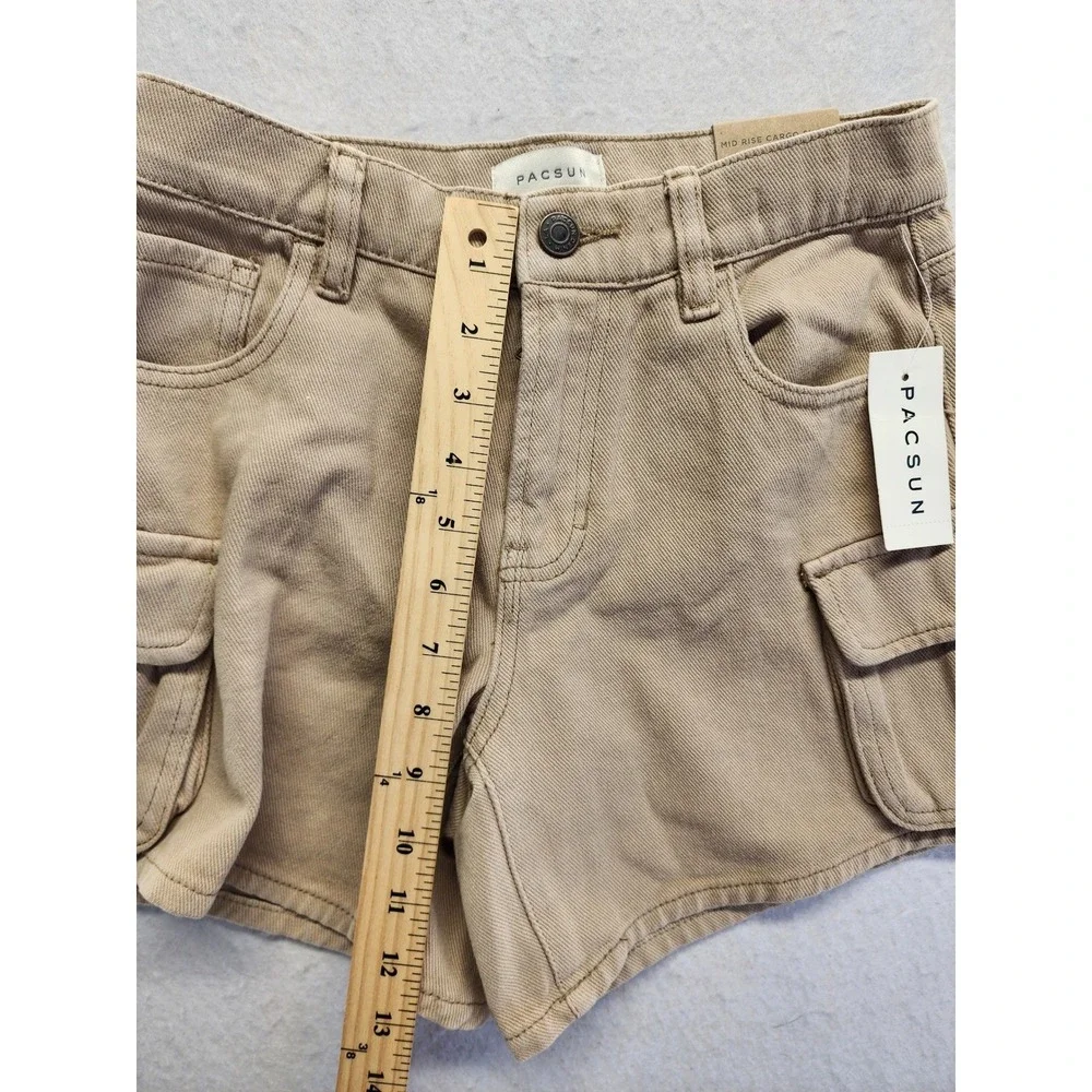 PacSun Womens Mid‎ Rise Cargo Short Feather Tan Brown Size 23 NWT